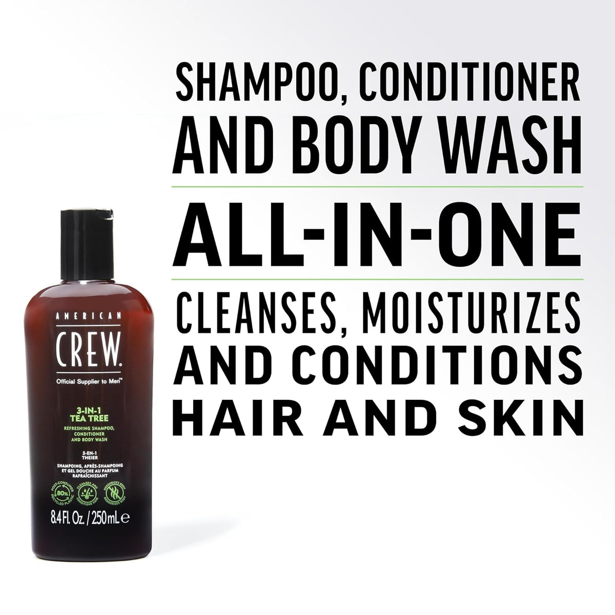 American Crew 3-in-1 Tea Tree Shampoo Conditioner Body Wash 33.8oz