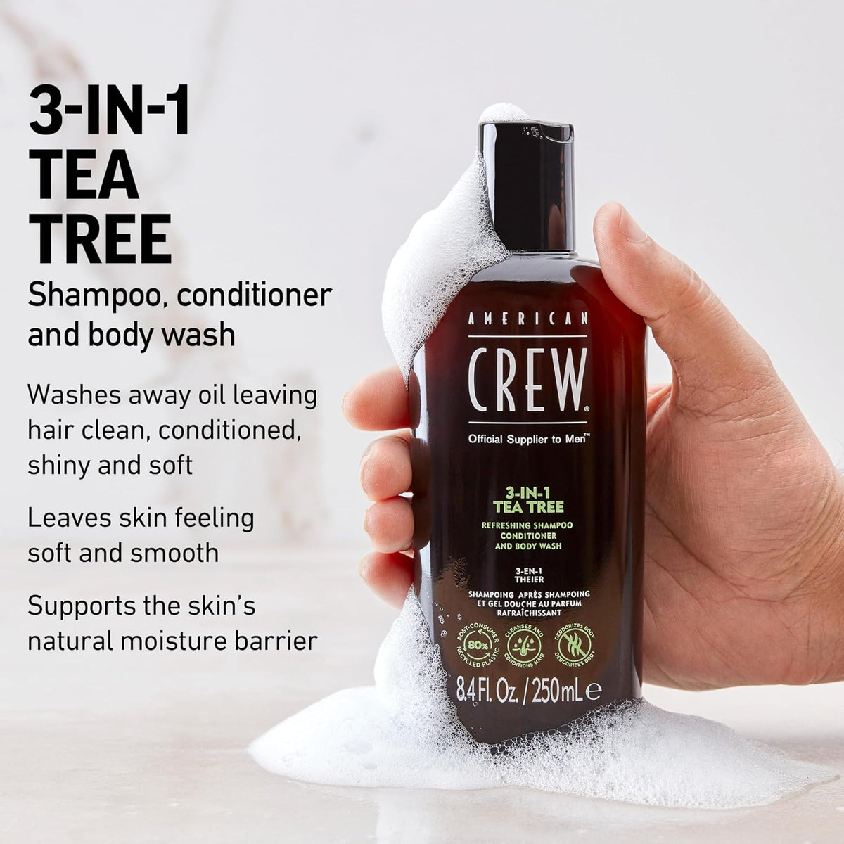 American Crew 3-in-1 Tea Tree Shampoo Conditioner Body Wash 33.8oz