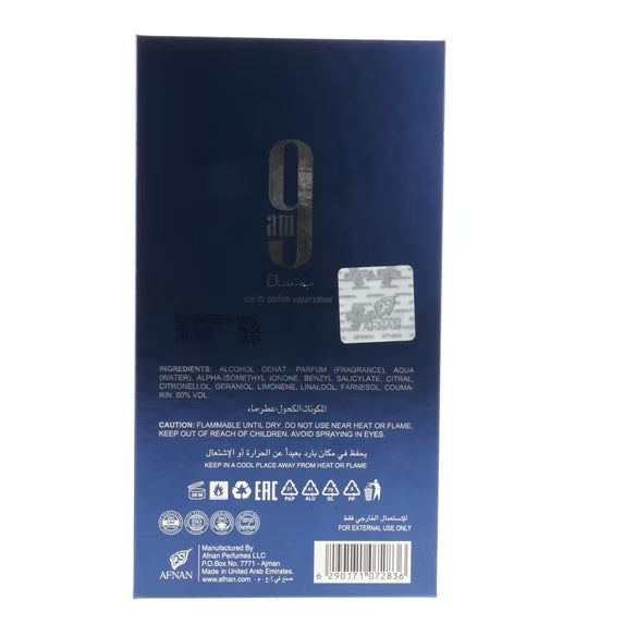 Afnan 9 AM Dive Eau de Parfum 3.4 Oz / 100ml – Unisex Fragrance